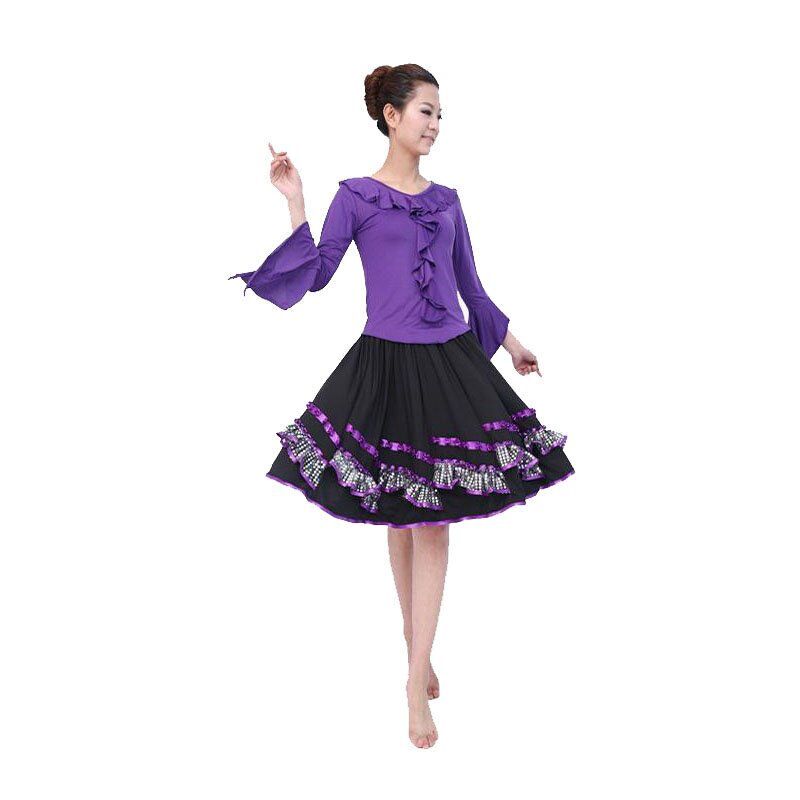 嘟嘟美倍尔 广场舞套裙 春夏季中老年舞衣 舞蹈演出大码广场舞服装户外运动瑜伽舞蹈 紫色