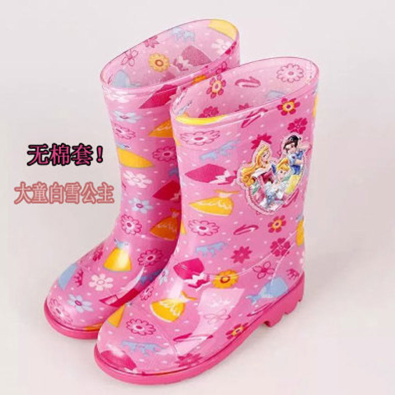 2017新款春季儿童雨鞋卡通水晶两用雨靴小童大童幼儿园胶鞋男女童水鞋儿童雨鞋卡通水晶两用雨靴小童大童幼儿园胶鞋男女童水鞋 白雪公主高筒无绒套 高筒23CM=38码