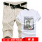 【惠】买裤送衣服201夏装新款男士短裤+莱卡T恤一套D67-3131491057681077 L+30 卡其裤+黑衣