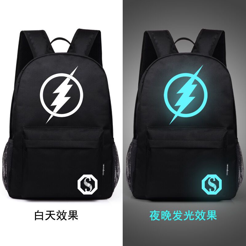 2017新款发光书包休闲星空夜光卡通双肩包男小学初中个性动漫背包帆布小学生书包女 小号星空蓝音乐小子+笔袋