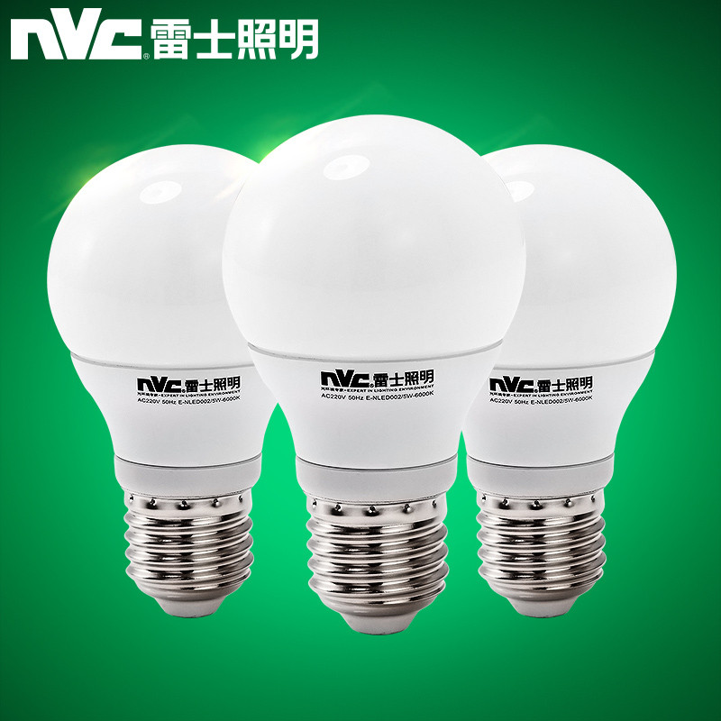 雷士照明NVC LED光源灯泡 家用螺口灯泡球泡灯E27螺口灯泡 E27螺口灯泡 48瓦大功率正白光6500K