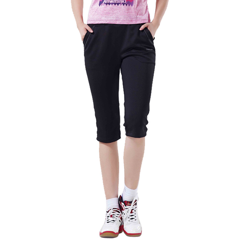 Kawasaki/川崎 羽毛球服男女运动裤情侣款运动裤透气吸汗 LP-16147黑色 XXXL