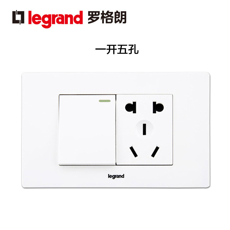 罗格朗(Legrand)开关插座面板家用118型暗装尚超风白色二三插五孔墙壁电源带开关插座 一开五孔 尚超风金色