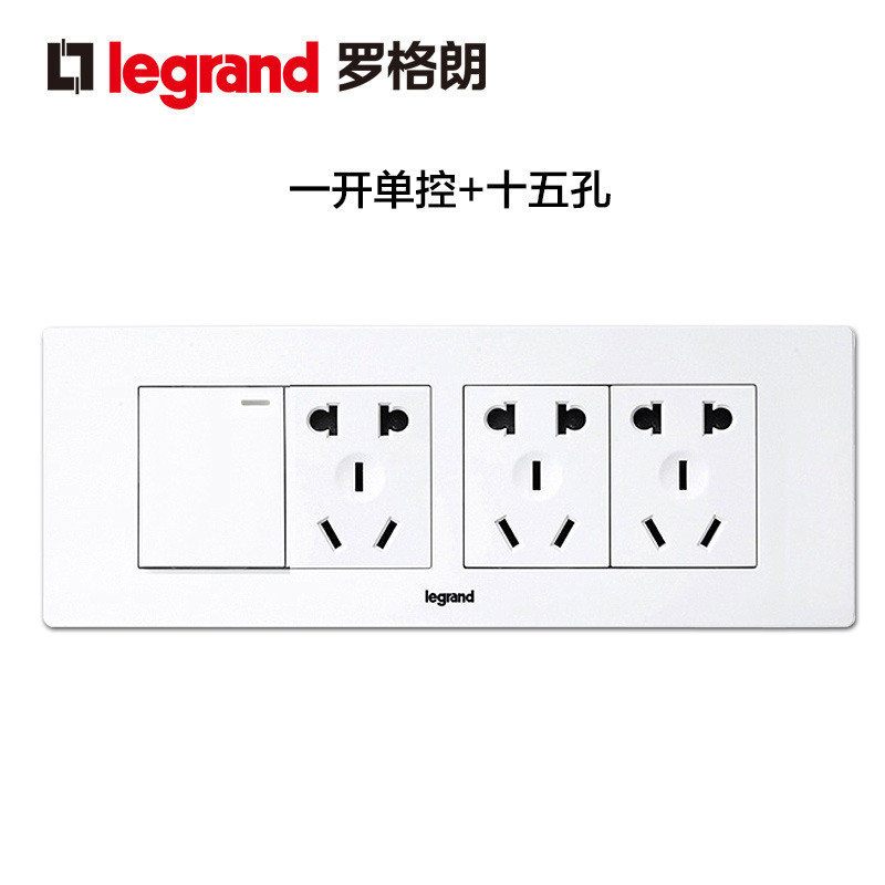 罗格朗(Legrand)开关插座面板家用118型暗装尚超风白色二三插五孔墙壁电源带开关插座 一开单控+十五孔 尚超风金色