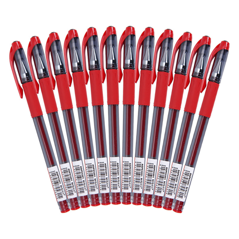 晨光(M&G)AGP63201全针管中性笔 0.38mm 12支/盒 黑色1盒 办公签字笔 极细水笔 办公用品 书写笔类 红色