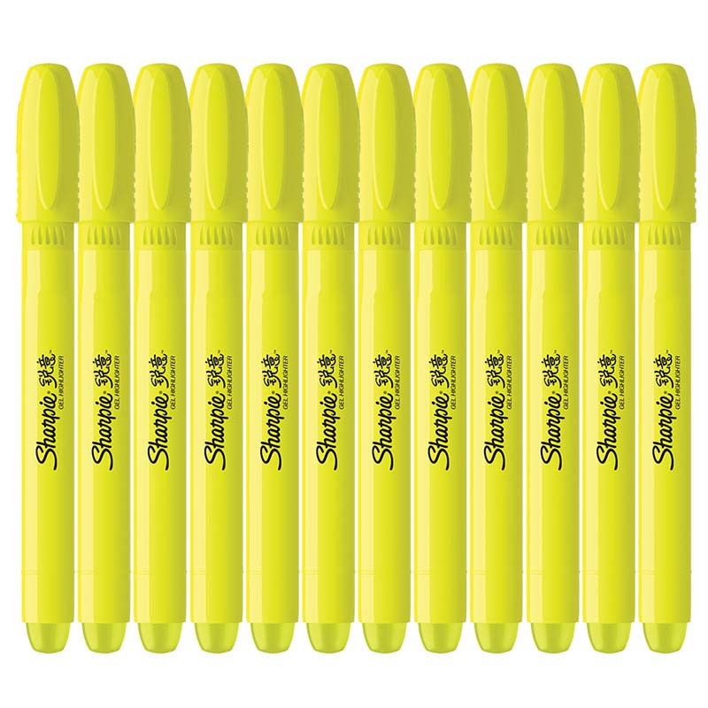 Sharpie 锐意荧光笔果冻黄12支纸盒装 规划笔 重点标记笔 记号笔 学生办公用品通用 黄色