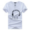 男士T恤新款夏装加肥加大码短袖T恤韩版潮时尚个性数字半袖 胖人男装 耳机白色 XL/150斤
