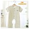 婴儿连体衣服夏装男0女宝宝夏季新生儿3个月短袖哈衣6可爱1岁薄款2017新品夏季短袖哈衣居家休闲简约 59cm(参考年龄0-3个月，建议身高59cm左右 彩棉浅棕色