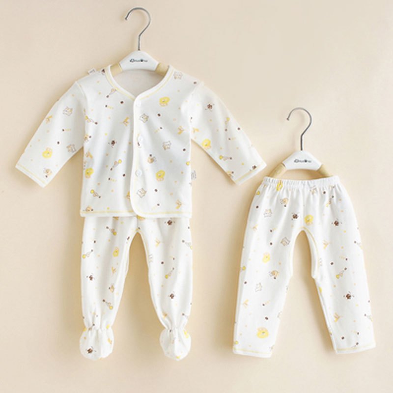 和尚服 新生儿衣服0-3月春秋夏季薄款初生婴儿宝宝内衣套装2017新品可爱卡通简约休闲小清新印花内衣夏天 52cm(52cm【新生儿】 扣子款-蚂蚁黄2029