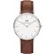 丹尼尔惠灵顿（Daniel Wellington）手表DW女表银色边皮带超薄女士石英手表0607DW