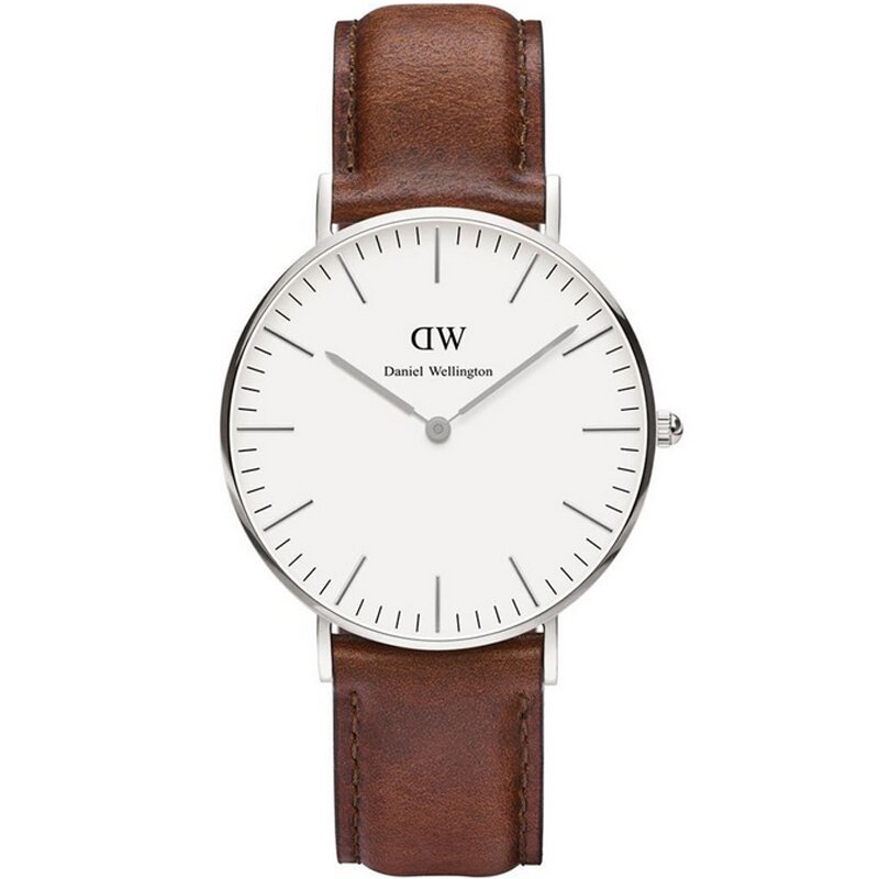 丹尼尔惠灵顿（Daniel Wellington）手表DW女表银色边皮带超薄女士石英手表0607DW