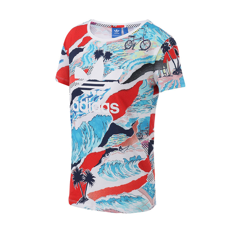adidas阿迪达斯三叶草2017新款运动服女服短袖T恤BK2093 40 红色