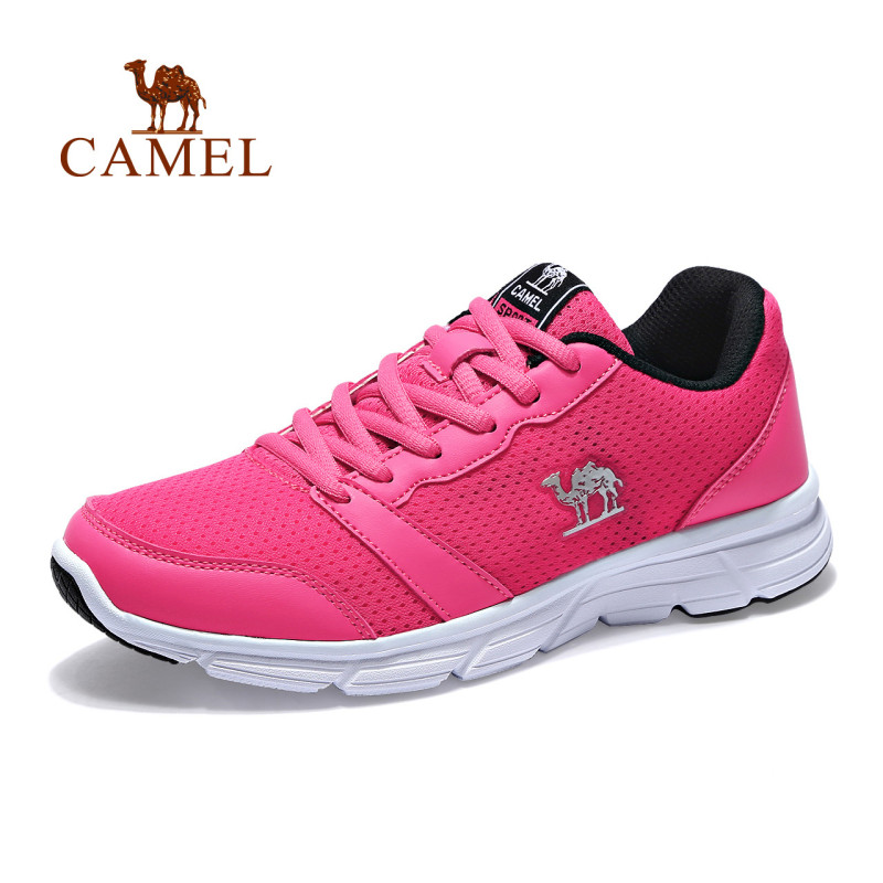 CAMEL骆驼户外 男女休闲轻便耐磨透气运动跑步鞋 A71357603，天堂粉，女款 39码
