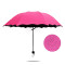 乾越(qianyue)黑胶遇水开花雨伞 防晒黑胶防紫外线晴雨两用三折叠太阳伞女士遮阳伞 大号红色