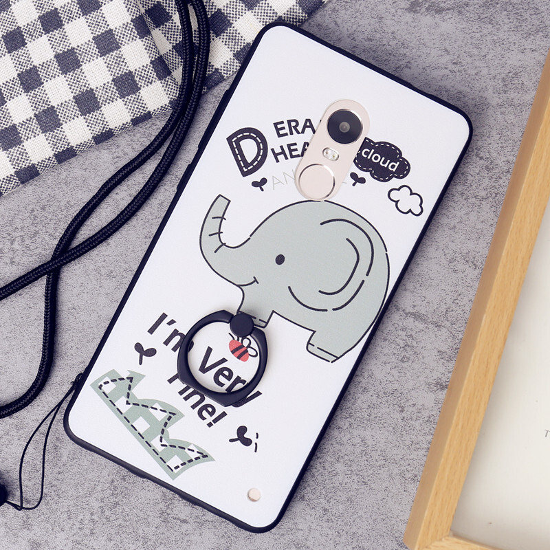 BSN小米红米note4X手机壳note4x保护套黑边浮雕彩绘硅胶硬壳男女挂绳 红米note4X大象+钢化膜