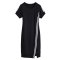 愫惠君2017新款韩版中长款修身显瘦不规则黑色短袖女装裙子潮 XXL 黑色