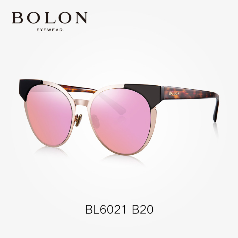 BOLON 暴龙太阳镜女时尚墨镜 高清偏光太阳眼镜潮 BL6021 B20-黑色玫瑰金色