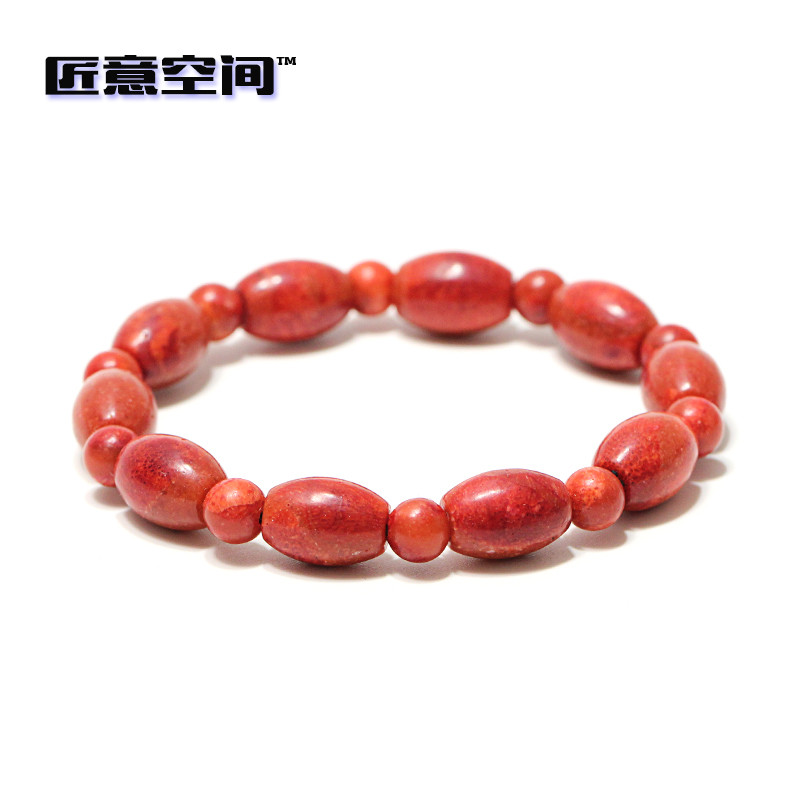 海南 浅海珊瑚 桶珠 手链 8×12mm 手工打磨 男女同款