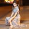 愫惠君(suhuijun)2017夏季新款女装韩版气质显瘦开叉雪纺裙子碎花印花长裙 L 花色