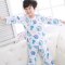 2017新品夏季棉绸儿童小孩睡衣套装男孩女童绵绸长袖长裤薄空调家居服宝宝可爱卡通简约小清新多款可选 110cm(75码（110-120cm 宝蓝色白底浅蓝叮当猫MC