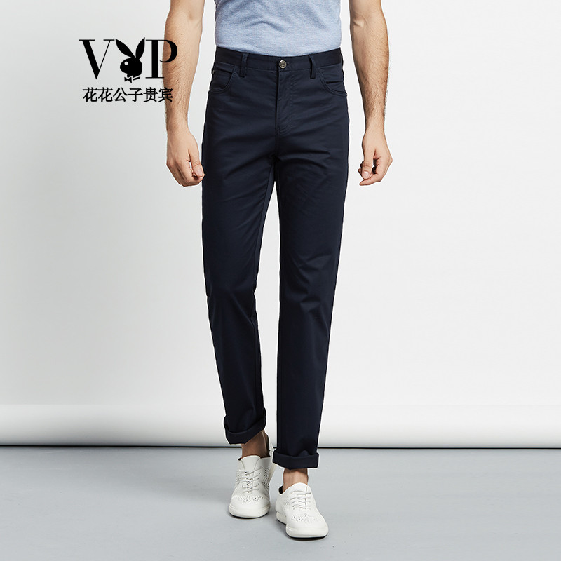 花花公子贵宾休闲裤男士商务新款直筒休闲长裤 深蓝色WXX611728 38