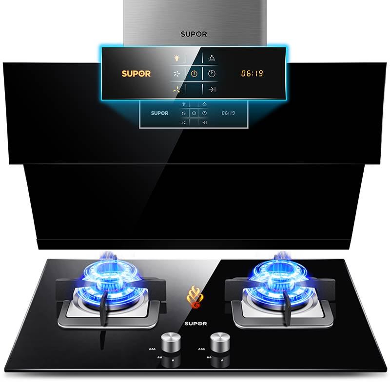 SUPOR/苏泊尔 J619+QB516侧吸烟灶套装油烟机燃气灶双灶家用套餐18m³大吸力 4kw大火力（天然气）