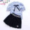 Mtiny幼儿园园服夏装新款英伦风校服套装小学生夏季班服中大童二件 140cm(140cm大量现货，全棉面料，支持定做) 蓝色（男）