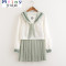 Mtiny日系学生服学院风校服班服Jk制服抹茶绿jk制服水手服百褶裙套装