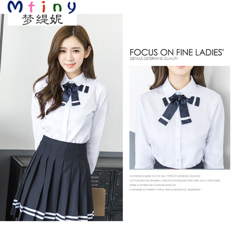 Mtiny日韩水手服 青春学生校服套装春夏白衬衫制服 女生英伦班服学院风 L 女生短袖衬衫（送领结）