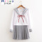 Mtiny高端JK制服日系三本班服校服关西襟软妹学生制服水手服长短袖套装 L JK短袖上衣（送领绳）
