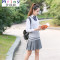 Mtiny英伦校服套装初高中生男女学生毕业照JK日系制服春韩版学院风班服 XXXL 女款（裙子+衬衣+毛衣+领结）