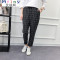 Mtiny春夏季新款韩版九分裤女哈伦裤格子休闲小脚裤女长裤薄 XL 黑白格子