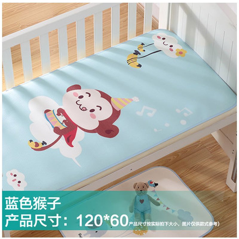 2017新品夏季婴儿隔尿垫防水可洗大号新生儿童防漏床垫宝宝用品透气尿垫可爱简约小清新多款多色可选 蓝色猴120*60单条装