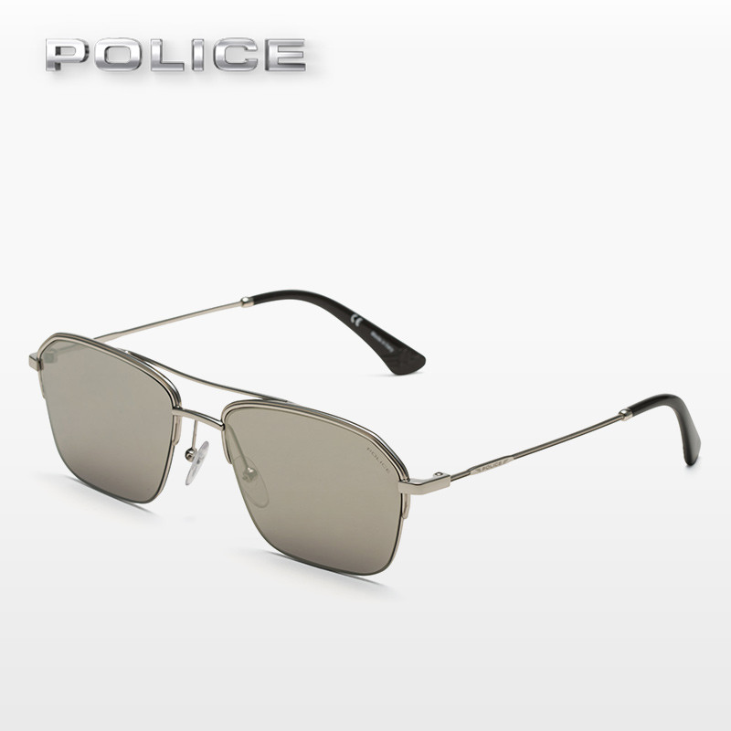POLICE 2017新品内马尔海报款复古摩登机车平镜设计太阳镜SPL361 0349