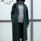Mtiny秋冬新款韩版女装大码宽松显瘦长款呢大衣休闲时尚女士毛呢外套潮 S 墨绿色
