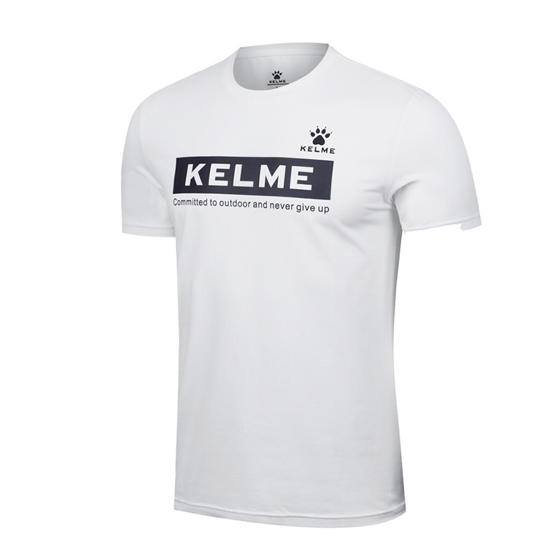 KELME卡尔美 情侣款LOGO字母印花短袖T恤 休闲运动T恤 情侣文化衫 K27C7017 XXL 白色(男)