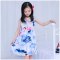 2017新款女童夏装碎花连衣裙韩版儿童公主裙夏季女孩吊带裙可爱卡通简约小清新多款多色可选吊带裙 兰荷花裙 90cm(90码建议身高85-90CM