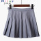 Mtiny学院风百褶裙 2017夏季新款学生短裙高腰显瘦网球裙A字半身裙裤裙_3_9_2 XS 617灰色