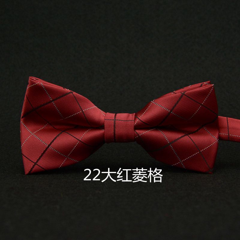 2017款】LRZYOU韩版男士结婚新郎伴郎西装礼服蝴蝶结酒红黑色条纹花纹领结 22