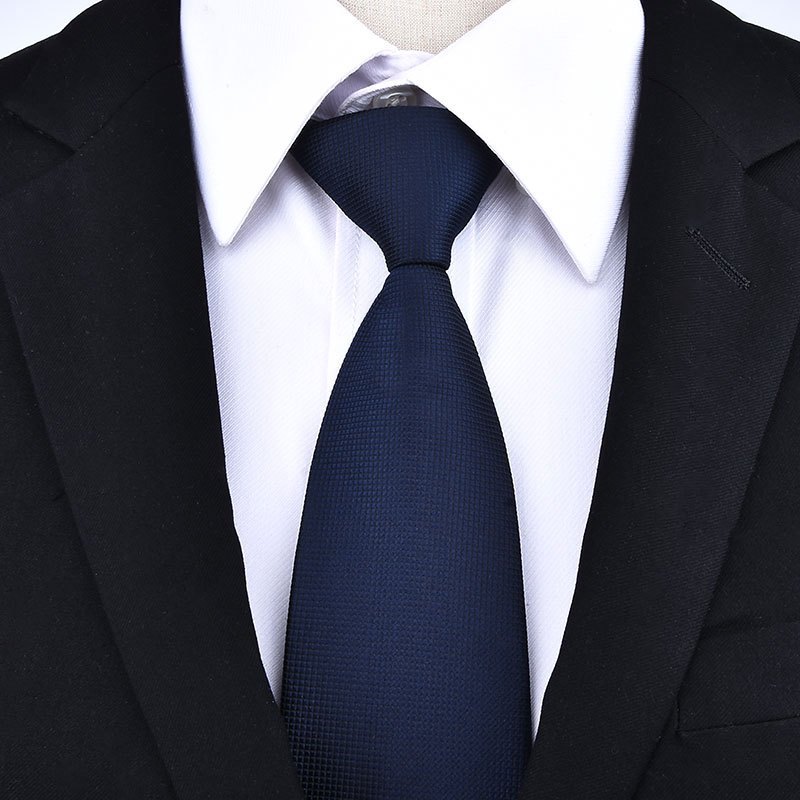 2017款】正装男士商务领带新郎结婚婚礼婚庆红色黑色工作面试蓝色条纹职业 A37藏青小格
