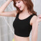 2017款】短款纯棉运动吊带背心女 露脐小背心瑜伽抹胸内搭打底衫 2XL 酒红色