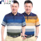 Mtiny夏季冰丝短袖T恤男中年翻领条纹polo爸爸装针织衫老年人半袖上衣 XXL D2-33黄色