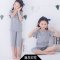 2017新品夏季儿童睡衣女男童3小孩5夏天7薄款短袖套装9周岁中大童男孩简约小清新多款多色可选 100cm 蓝色剪刀手【七分袖