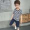 2017新品夏季男童短袖套装童装2017儿童新款宝宝夏季中大童休闲韩版两件套潮简约小清新多款多色可选 120cm Bx宽藏青