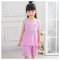 2017新品夏季儿童女童睡衣短袖短裤薄款小孩中大童绵绸宝宝家居服套装简约小清新多款多色可选 90cm 短袖短裤棒棒糖