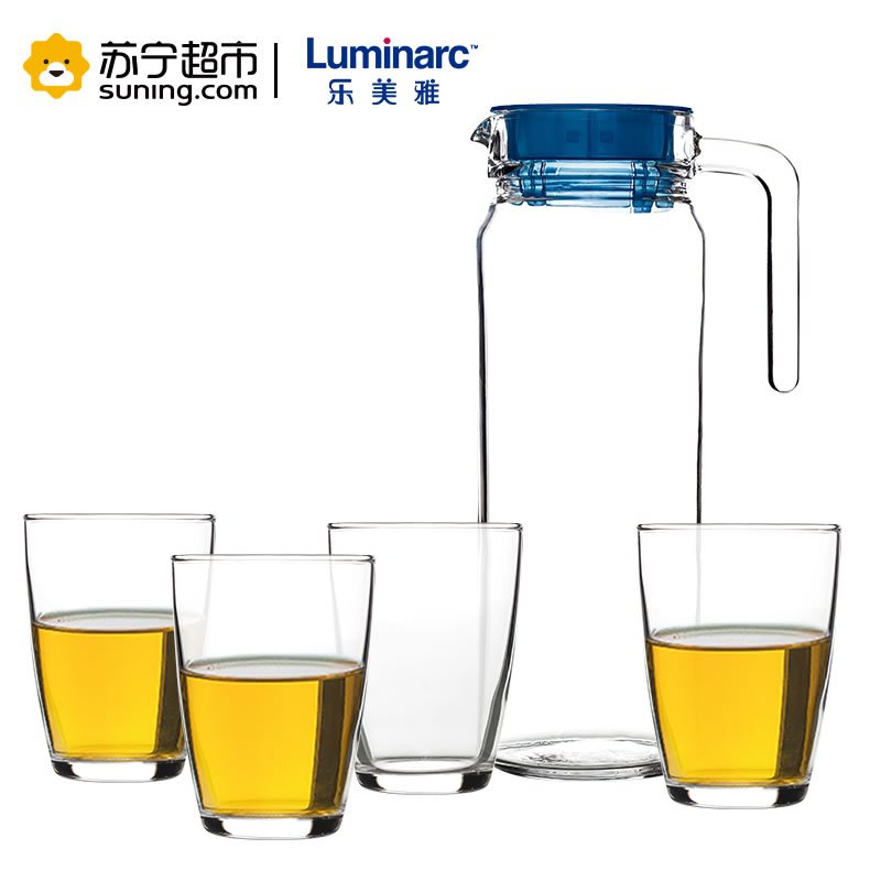 Luminarc乐美雅玻璃壶(1.1L)玻璃杯(240ml)水壶茶壶水杯茶杯水具套装(一壶四杯)N3543不保温易洗