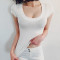 新款上市】紧身T恤女性感短袖白色打底衫2017夏装新款修身时尚上衣夜店女装 S 白色（前后U领）