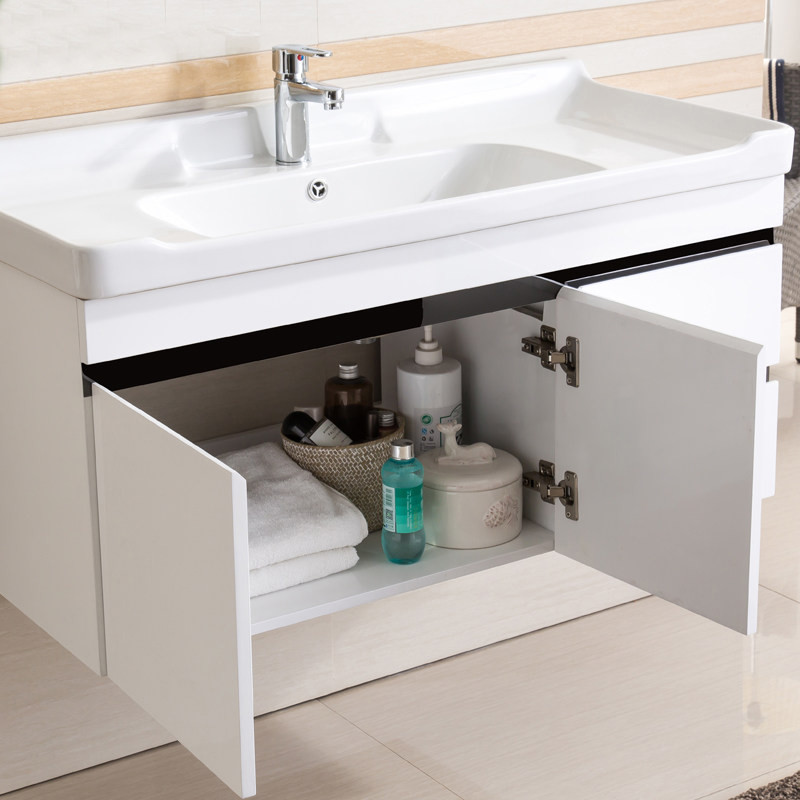 联勒(uniler)实木 浴室柜组合套装 挂墙式 落地柜 现代简约 卫浴柜