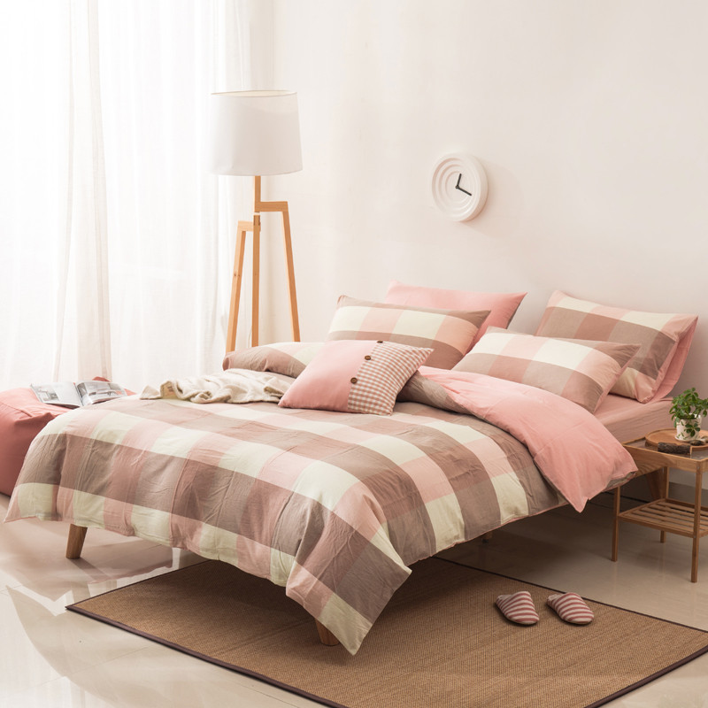 日式四件套 1.2m床 蜜粉大格