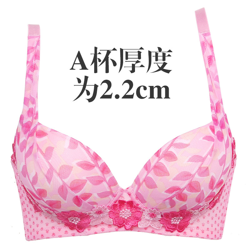 诗婷文胸夏日梦境系列胸罩性感三排扣聚拢文胸印花女内衣罩FB5429 80B 粉红色2